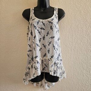 Mimi Chica Fancy Bird High-Low Peplum Top